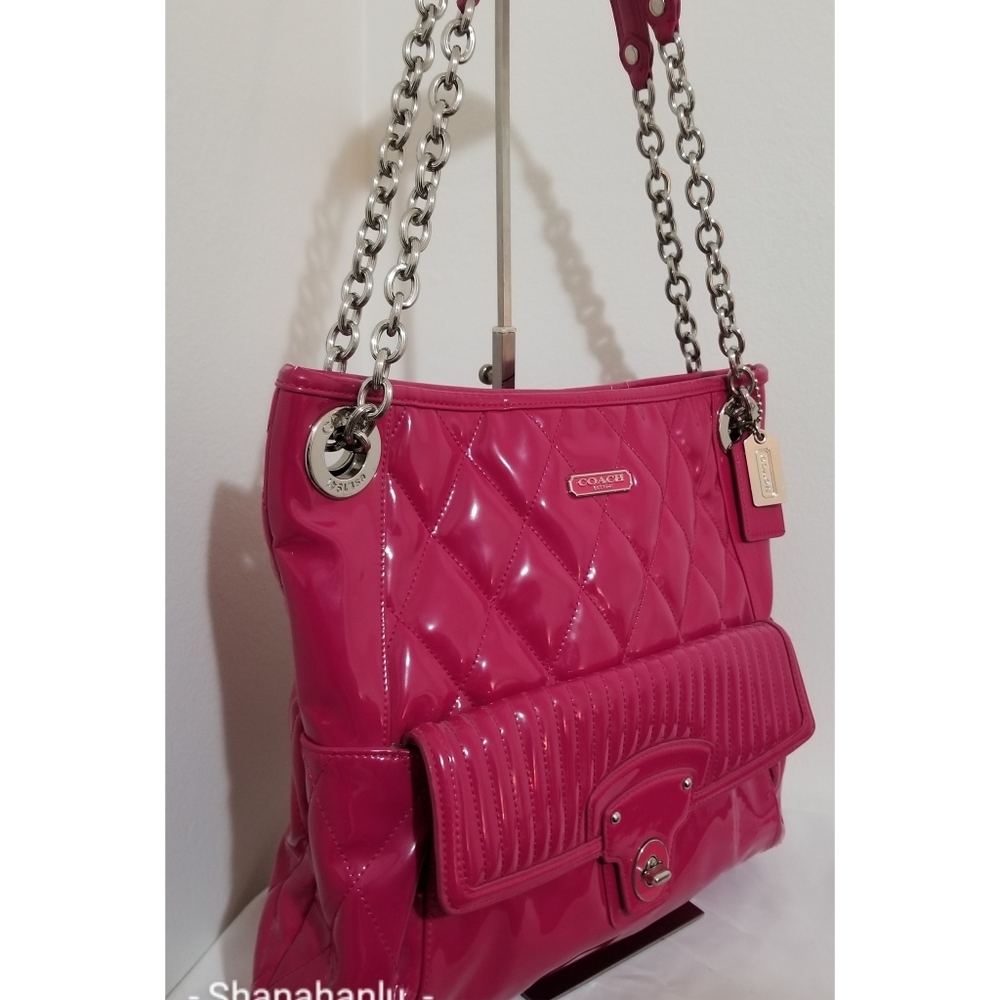 COACH F19830 Poppy Quilted Liquid Gloss Hot Pink - Picture 4 of 10